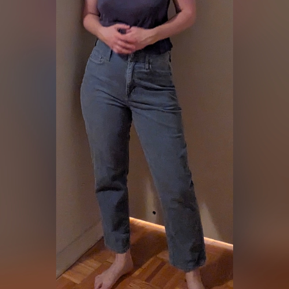 American Eagle Outfitters Stretch Corduroy Mom Straight Pant in Blue